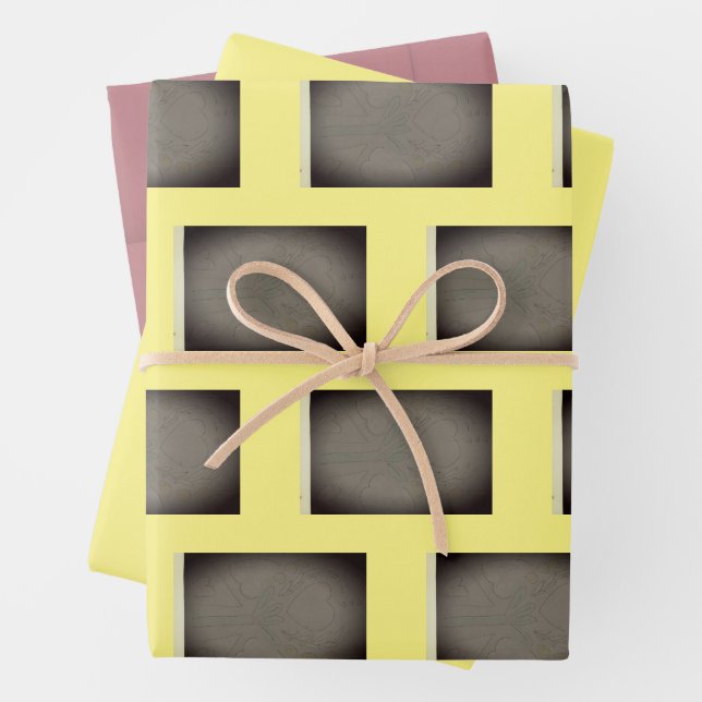 Yellow Geometric Wrapping Paper Sheets (In situ)