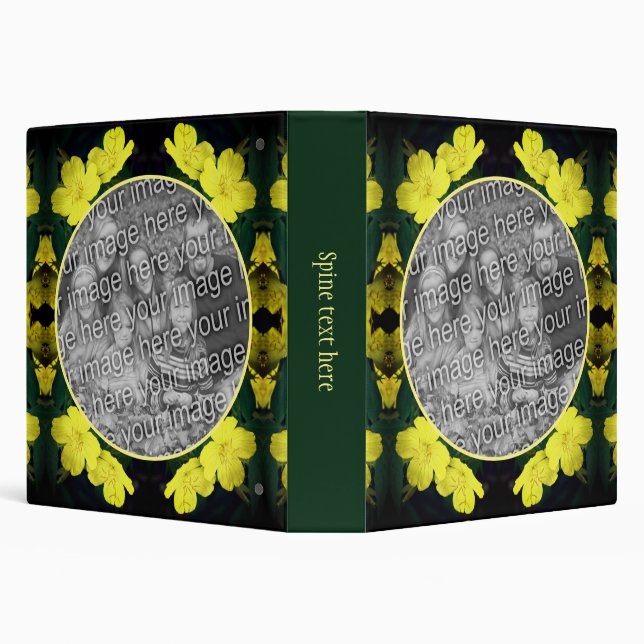 Yellow Geranium Flower Frame Create Your Own Photo 3 Ring Binder (Background)