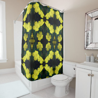 Yellow Geranium Flowers Abstract Pattern Shower Curtain
