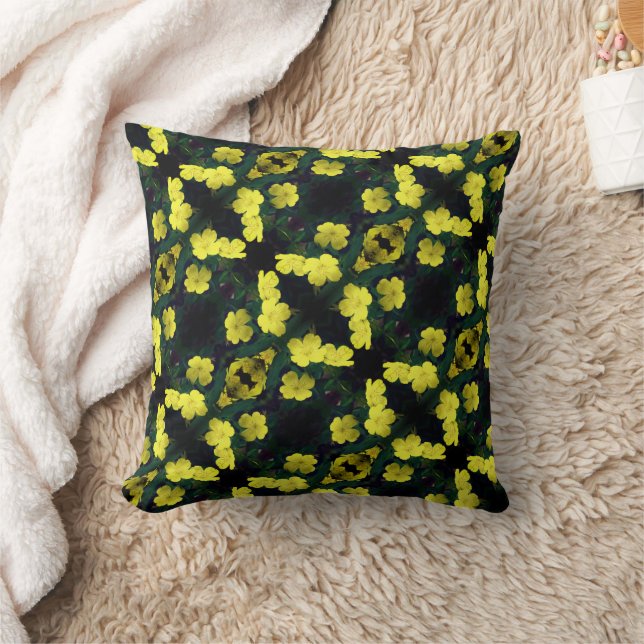 Yellow Geranium Flowers Abstract Pattern   Throw Pillow (Blanket)