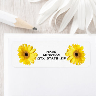 Yellow Gerber Daisy Close Up Photograph Custom Label