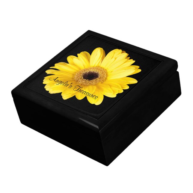 Yellow Gerber Daisy Close Up Photograph Keepsake Box (Side)