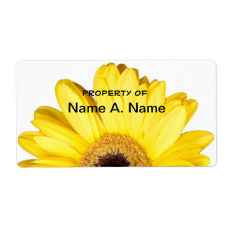 Yellow Gerber Daisy Close Up Photograph Label