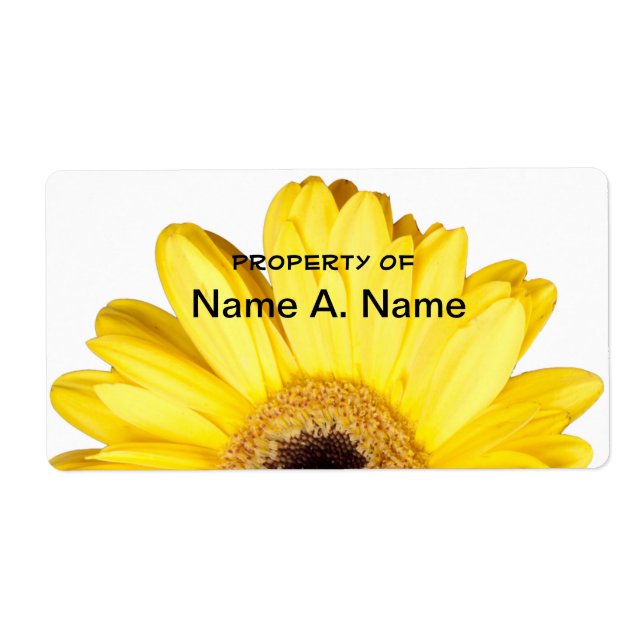 Yellow Gerber Daisy Close Up Photograph Label (Front)
