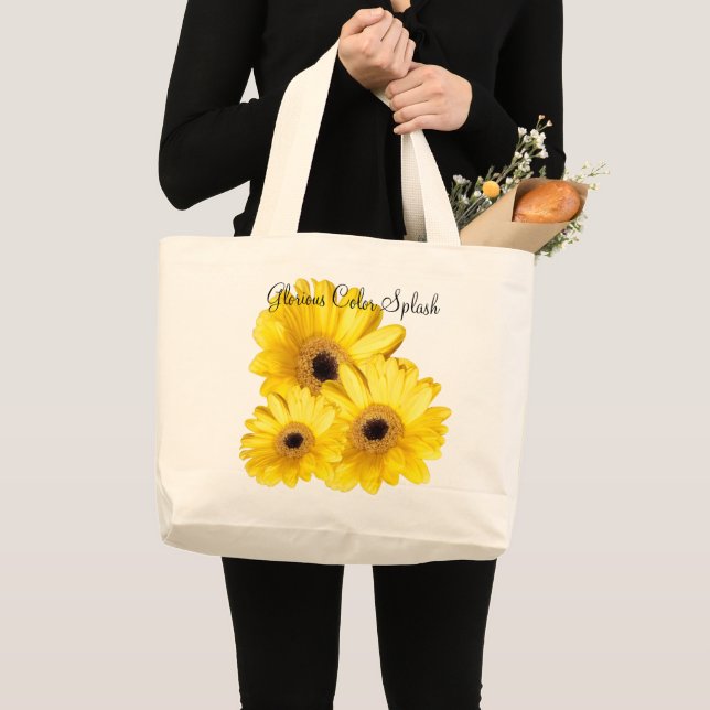 Yellow Gerber Daisy Close Up Photograph Large Tote Bag (Front (Product))