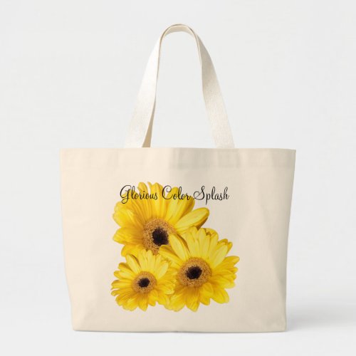 Yellow Gerber Daisy Close Up Photograph Large Tote Bag