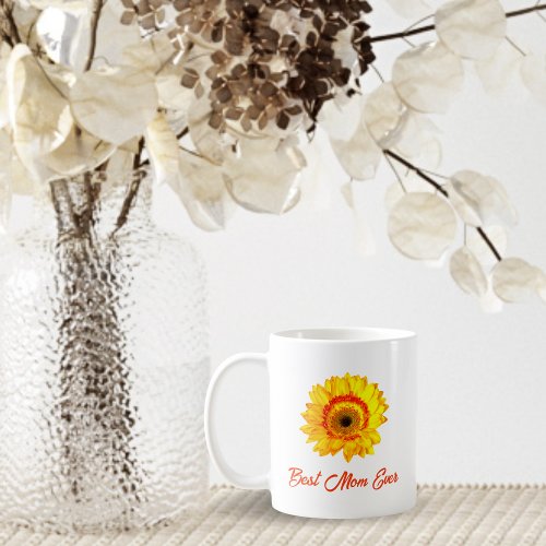 Yellow Gerber Daisy Personalized Best Mom Ever Coffee Mug