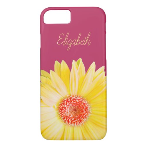 Yellow Gerber Daisy Photo on Pink iPhone 87 Case