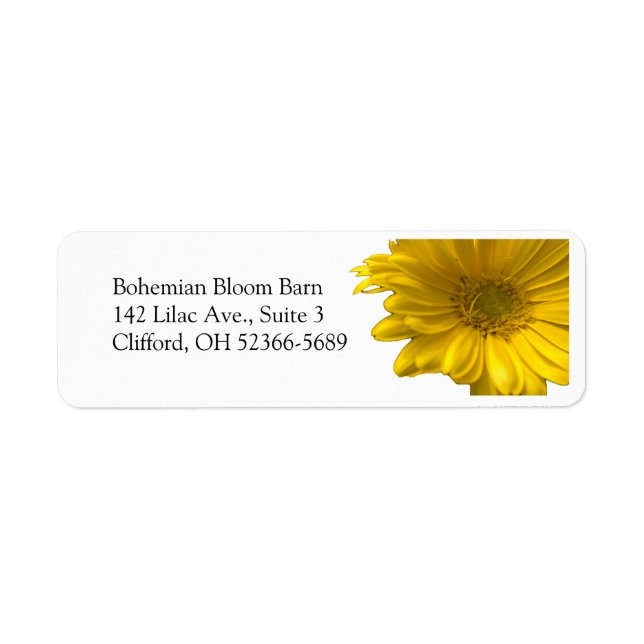 Yellow Gerbera Daisy Address Label (Front)