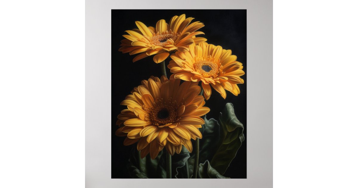 Yellow Gerbera Daisy Art Print Poster | Zazzle