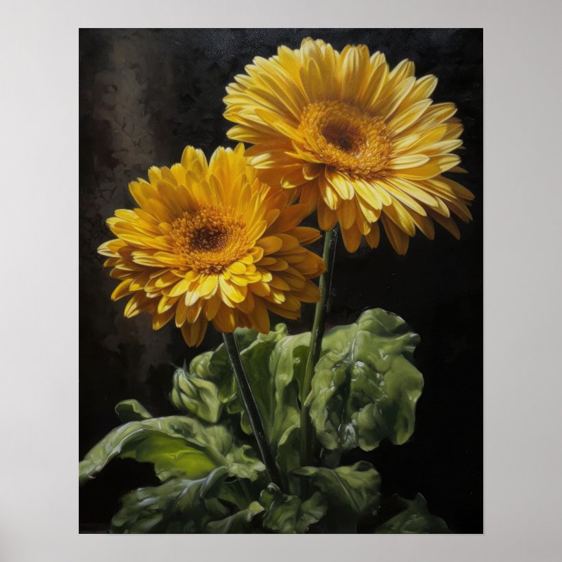 Yellow Gerbera Daisy Art Print Poster (Front)