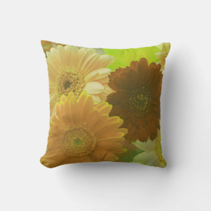 Yellow Gerbera Daisy Colorful Flower Throw Pillow