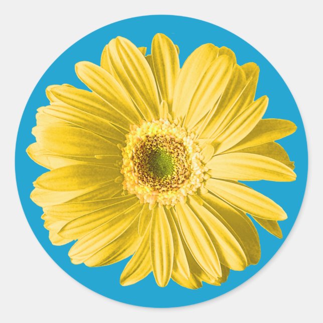 Yellow Gerbera Daisy Flower Classic Round Sticker (Front)