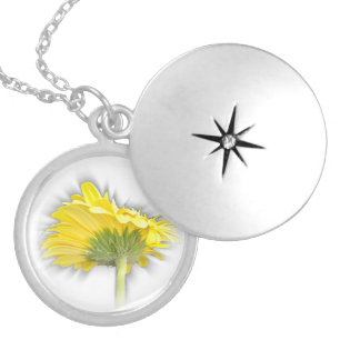 yellow gerbera daisy locket necklace