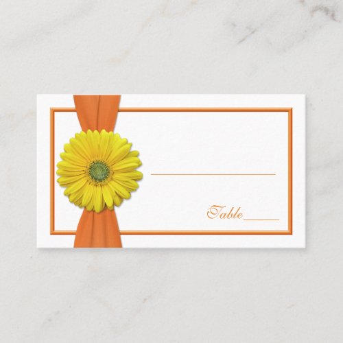 Yellow Gerbera Daisy Orange Wedding Place Card Business Cards