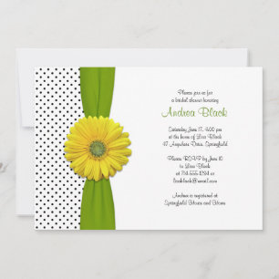 Yellow Gerbera Daisy Polka Dot Bridal Shower Invitation