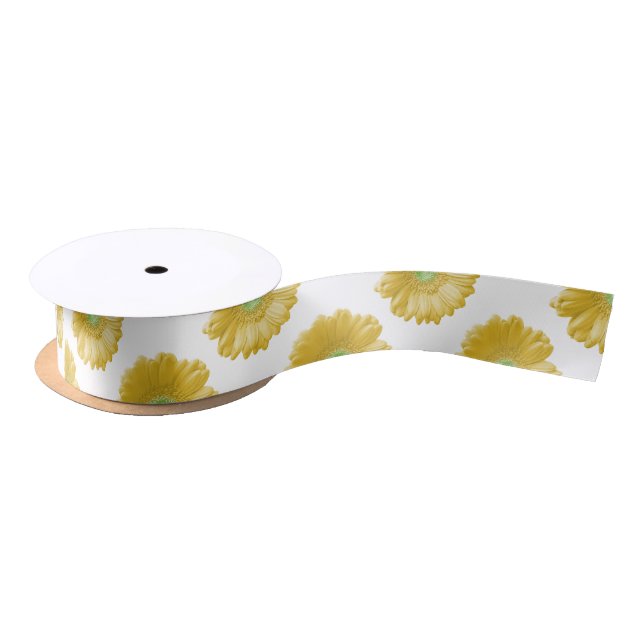 Yellow gerbera daisy satin ribbon (Spool)