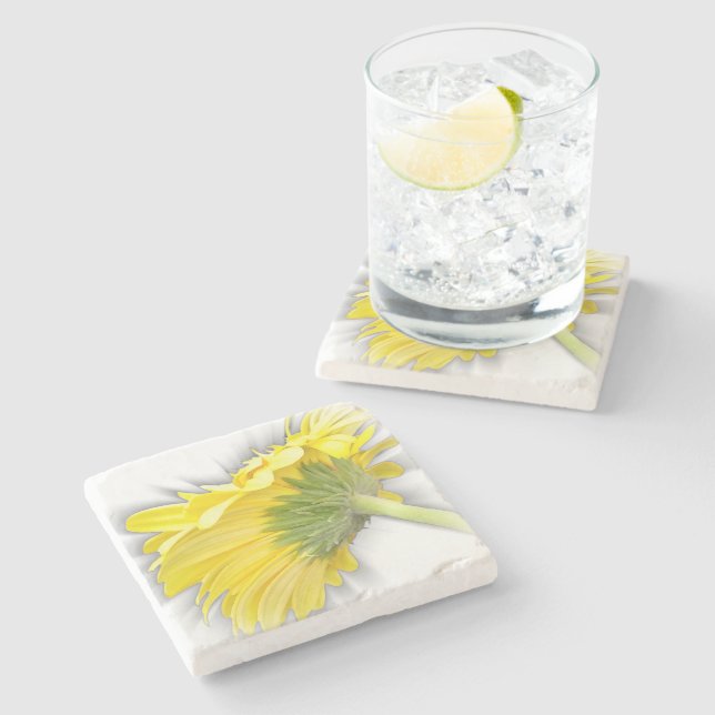 yellow gerbera daisy stone coaster (Side)