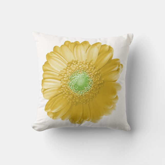 Yellow gerbera daisy throw pillow (Front)