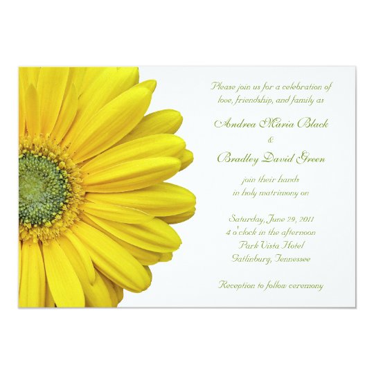 Yellow Gerbera Daisy Wedding Invitation | Zazzle.com