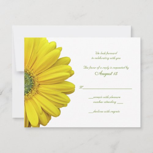 Yellow Gerbera Daisy Wedding Reply Card Personalized Invites