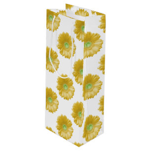 Yellow gerbera daisy wine gift bag