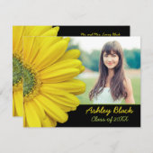 Yellow Gerbera Flower Photo Graduation Invitation (Front/Back)