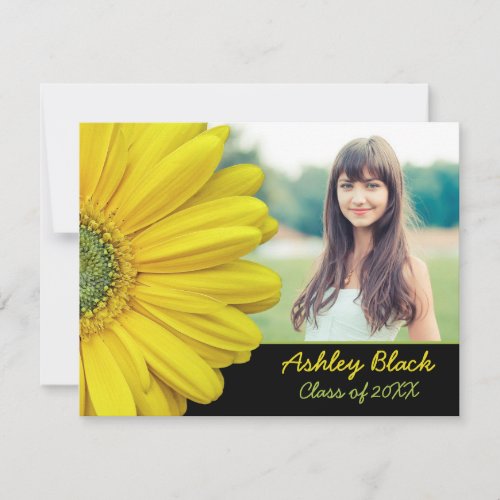 Yellow Gerbera Photo Graduation Invitation