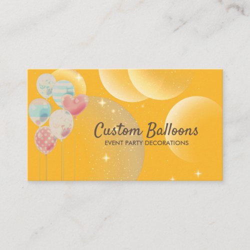 Yellow Gift Shop Balloons Business Card