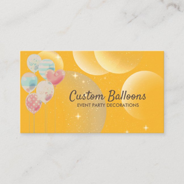 Yellow Gift Shop Balloons Business Card