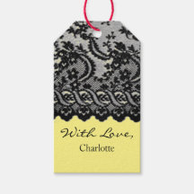 YELLOW GIFT TAG ANTIQUE LACE WITH LOVE DIY NAME