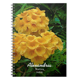 Yellow Ginger Thomas Watercolor Flowers Custom Notebook