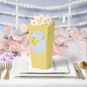 Yellow Gingham 1st Birthday 3 Photo Favor Box
