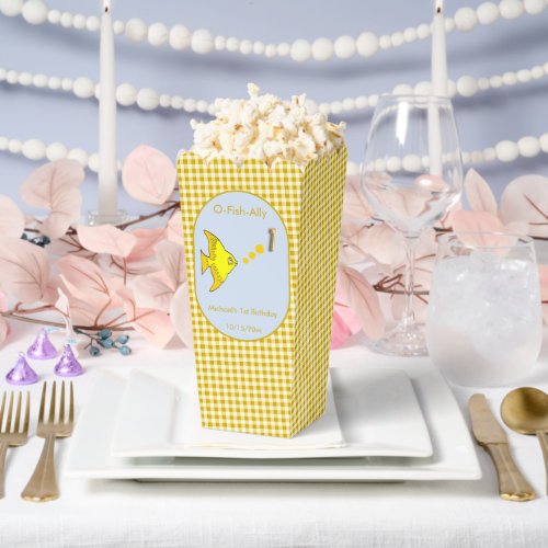 Yellow Gingham 1st Birthday 3 Photo Favor Box