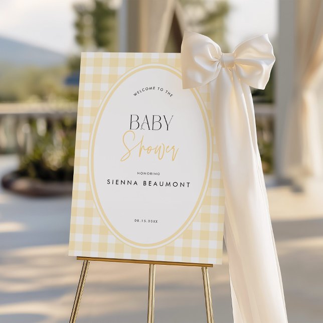 Yellow Gingham Baby Shower Welcome Sign (Creator Uploaded)