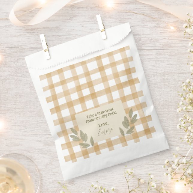 Yellow Gingham Birthday Party Favor Bag (Clipped)