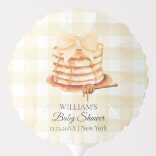Yellow Gingham Bow Pancake Brunch Baby Shower  Balloon