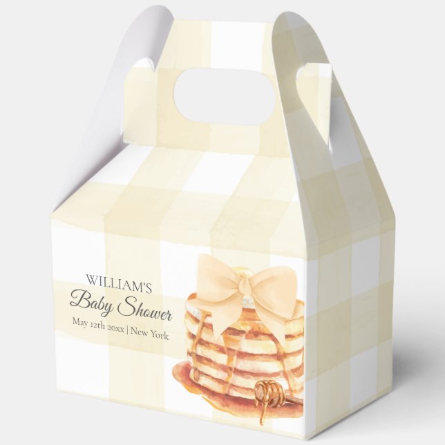 Yellow Gingham Bow Pancake Brunch Baby Shower  Favor Boxes (Back)