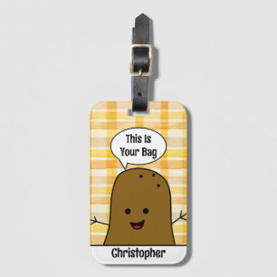 Yellow Gingham, Brown Potato, Your Bag, Custom Luggage Tag