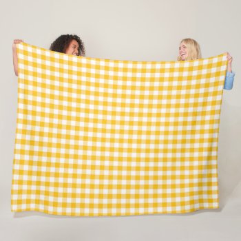 Yellow Gingham Check Pattern Fleece Blanket by AnyTownArt at Zazzle