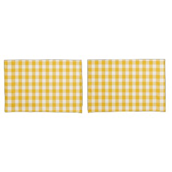Yellow Gingham Check Pattern Pillowcase by AnyTownArt at Zazzle