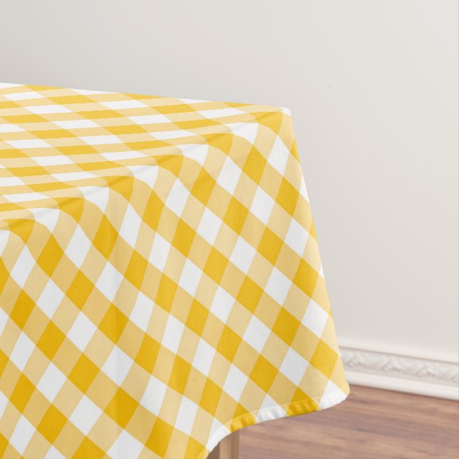 Yellow Gingham Check Pattern Tablecloth (In Situ)