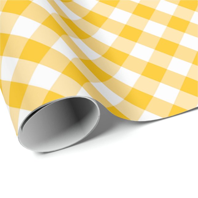 Yellow Gingham Check Pattern Wrapping Paper (Roll Corner)