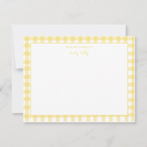 Yellow Gingham check Personalized Flat Thank You