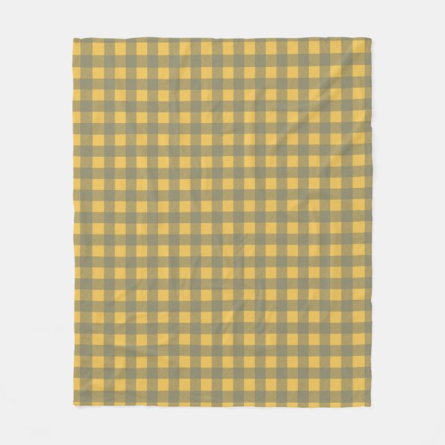 Yellow Gingham Checkered Pattern Fleece Blanket (Front)