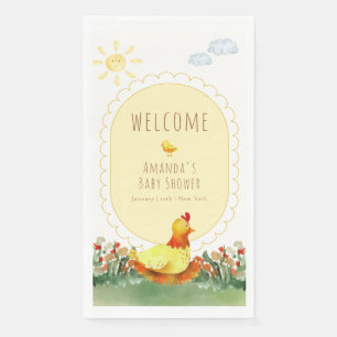 Yellow Gingham Chicken Baby Shower Welcome Paper Guest Towels