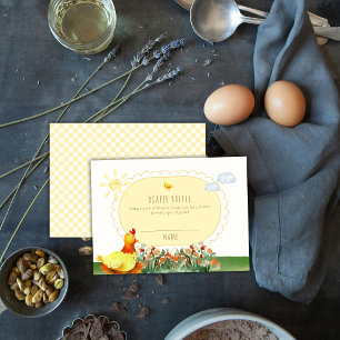 Yellow Gingham Chicken Diaper Raffle Baby Shower Enclosure Card
