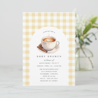 Yellow Gingham | Coffee Baby Shower Brunch Invitation