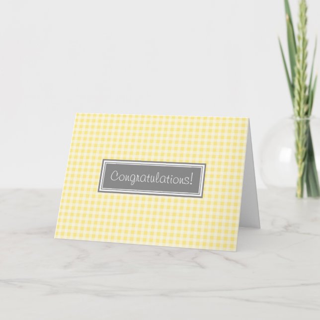 Yellow Gingham Congratulations on Expecting Card (Front)