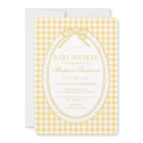 Yellow Gingham Coquette Bow Baby Shower Invitation